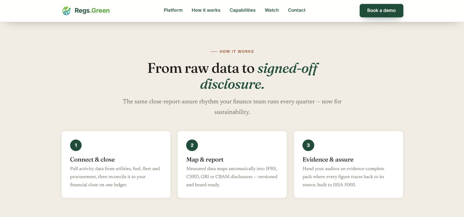 regs.green — from raw data to signed-off disclosure