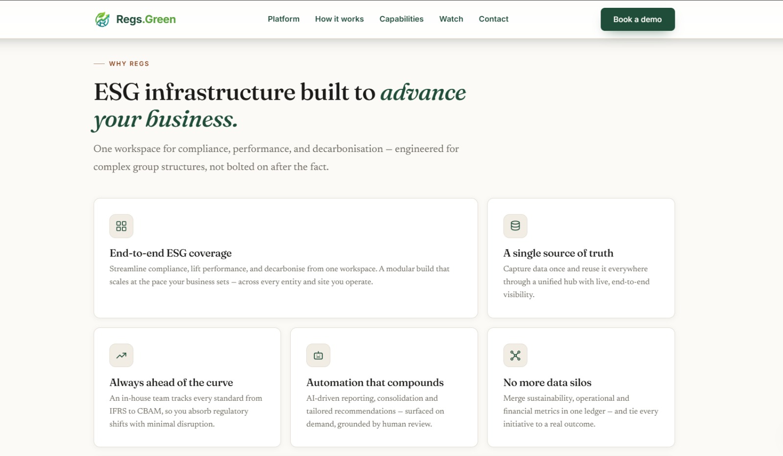 regs.green — ESG infrastructure built to advance your business